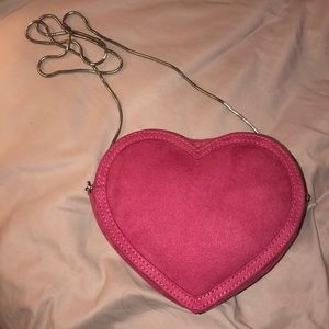 Fuchsia Suede Heart crossbody purse